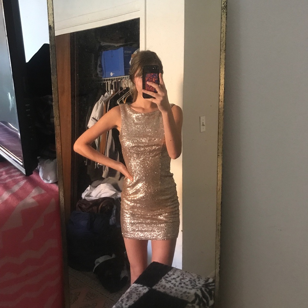 Lulus Rose Gold Bodycon Dress